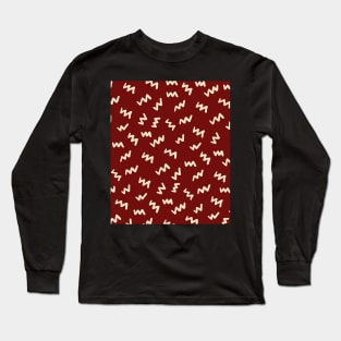 Terracotta Abstract Mudcloth Lines Pattern Long Sleeve T-Shirt